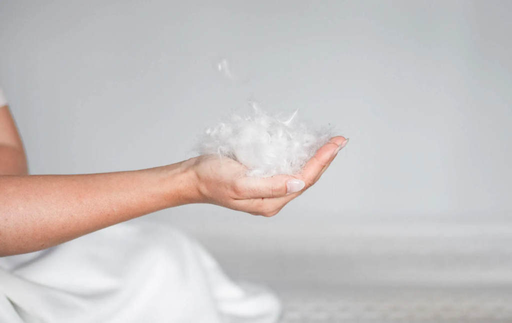 Selection by BICO Duvet Climaluxe Inhalt Gaensedaunen weiss auf Frauenhand